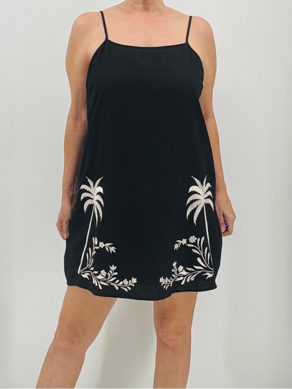 Calypso St. Barth Coastal Chic Boho Linen  Embroidered Tropical Print Mini Dress - Picture 8 of 14